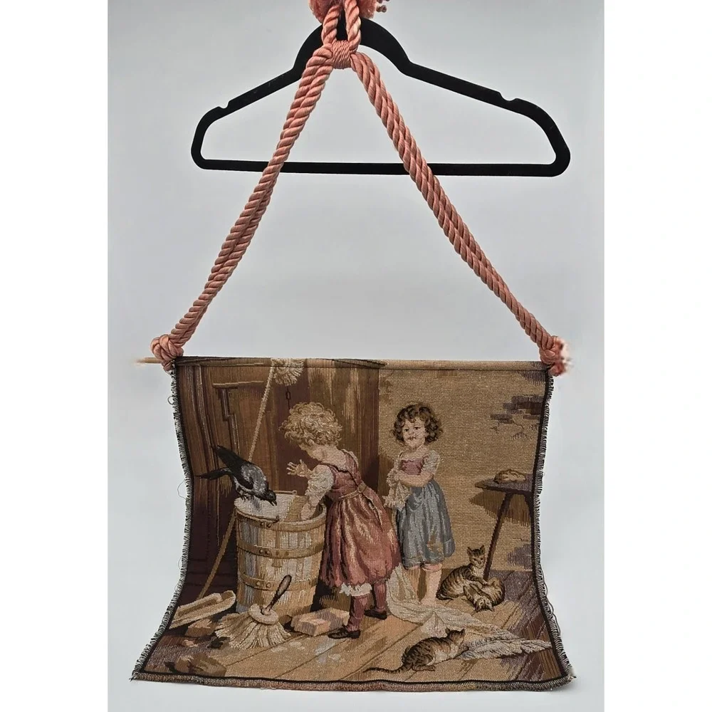 Vintage Hanging Tapestry Pair French Country